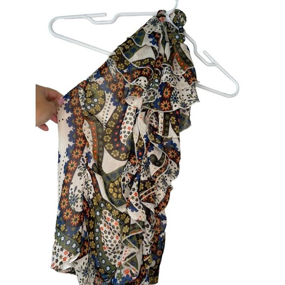 Rampage Halter Top Ruffled Floral Y2K Size Medium - Picture 2 of 4